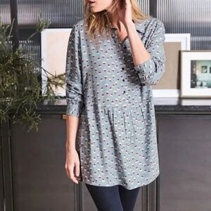 EUC Boden Lotus Peplum Tunic Top Size 6L 6 Long